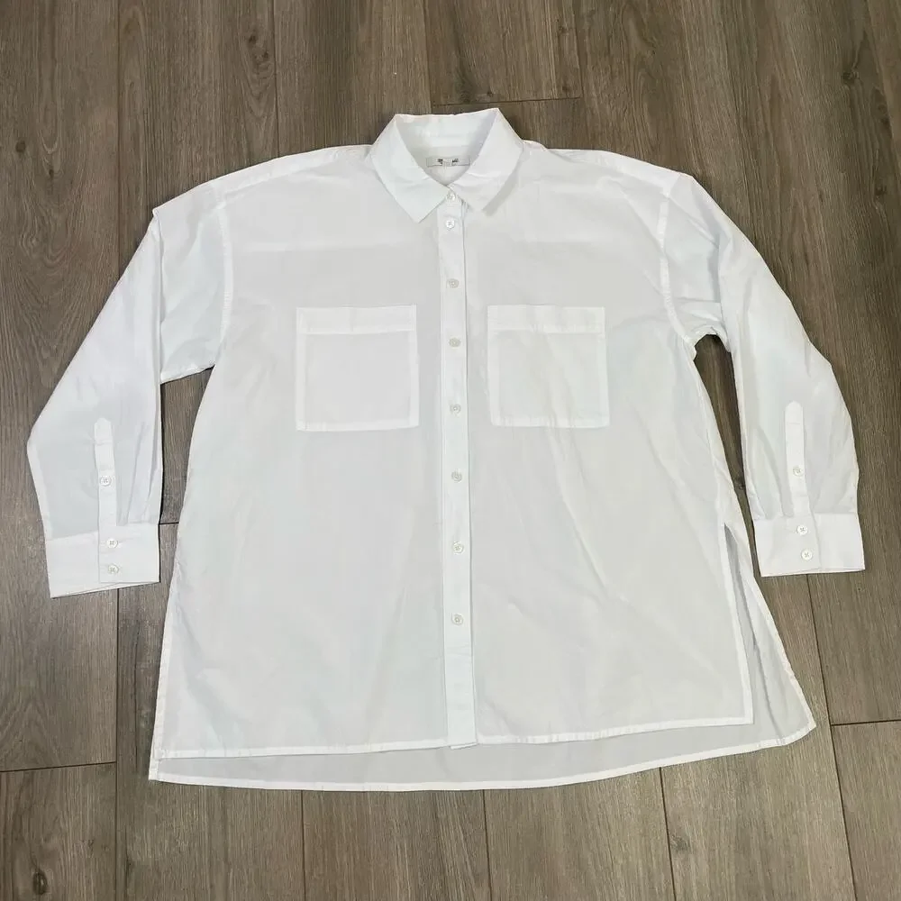 Madewell Oversized Long Sleeve Straight Hem Button Up Shirt US Women's XS New - Picture 2 of 5